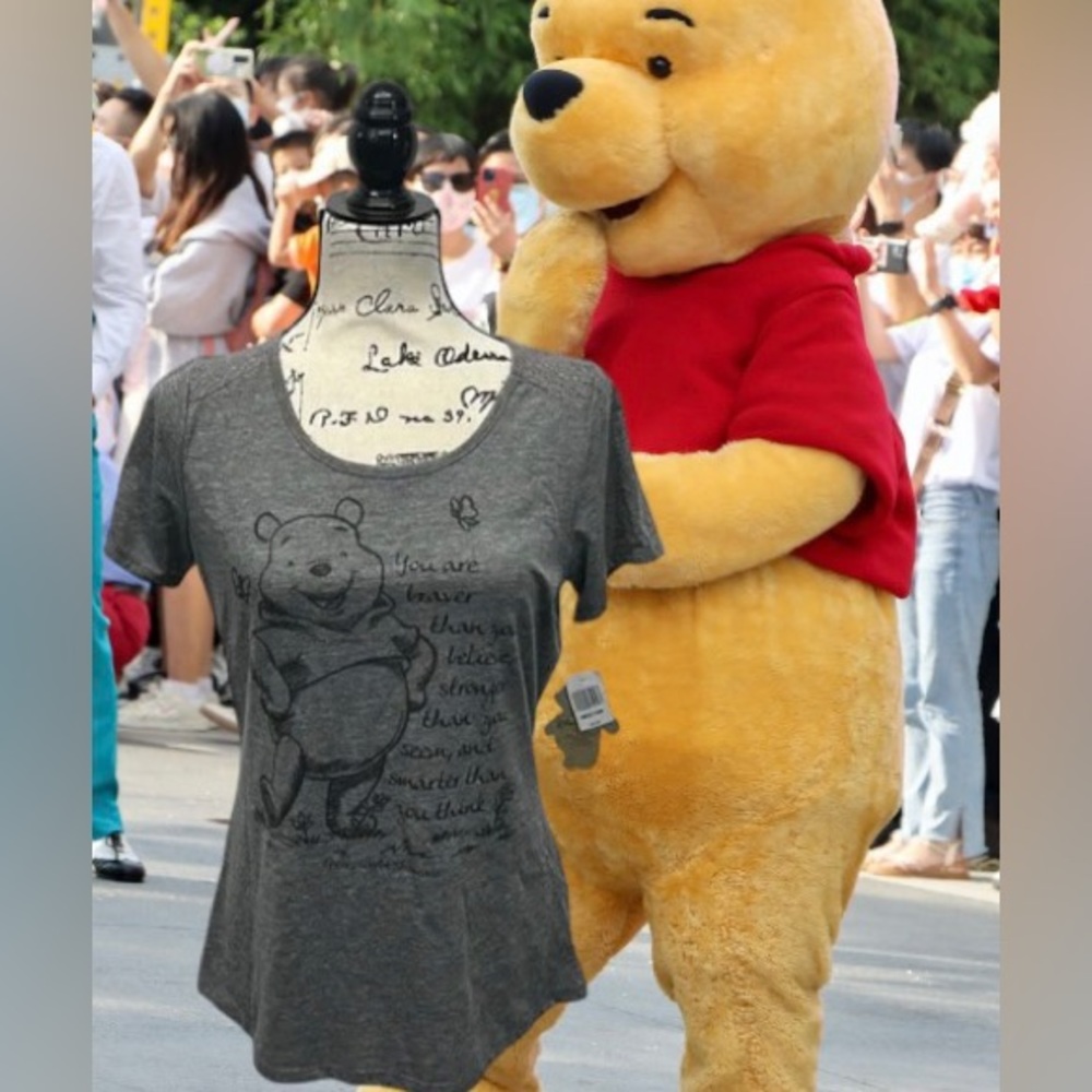 NWT Walt Disney Parks Epcot Women's Gray Winnie Pooh Graphic T Shirt Size Medium
